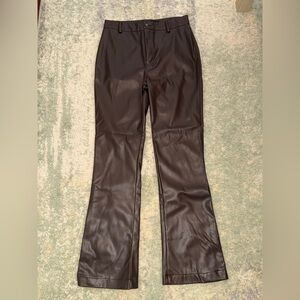 Motel Rocks Dark Brown Faux Leather Pants